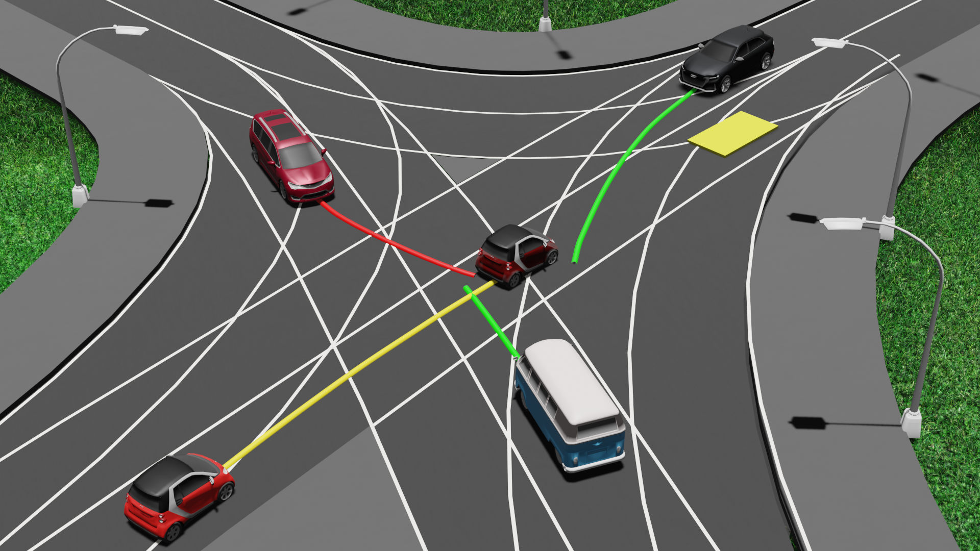 Graphical illustration of potential object trajectories.